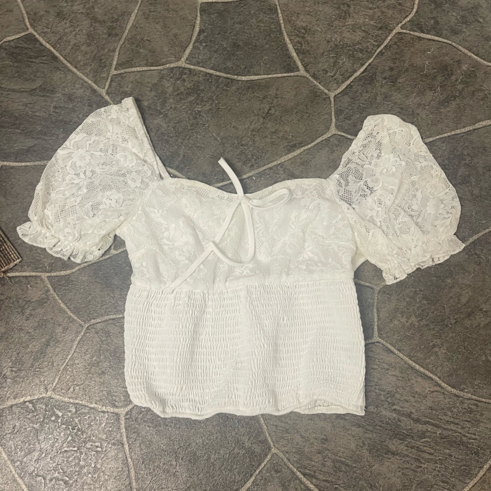 White lace crop top
